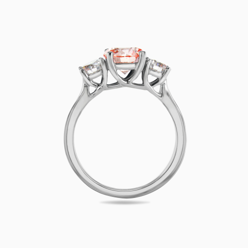Pink Lab-Grown Diamond Three-Stone Ring, 14k White Gold