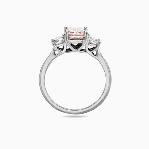 1-Carat Pink Lab-Grown Princess Diamond Three-Stone Ring, 14k White Gold