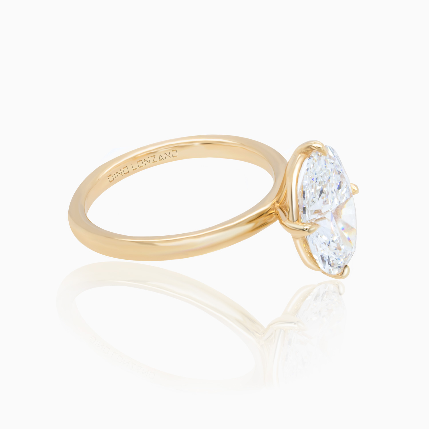 Dino Lonzano Oval Compass-Set Solitaire Engagement Ring,  2.5ct, Lab-Grown