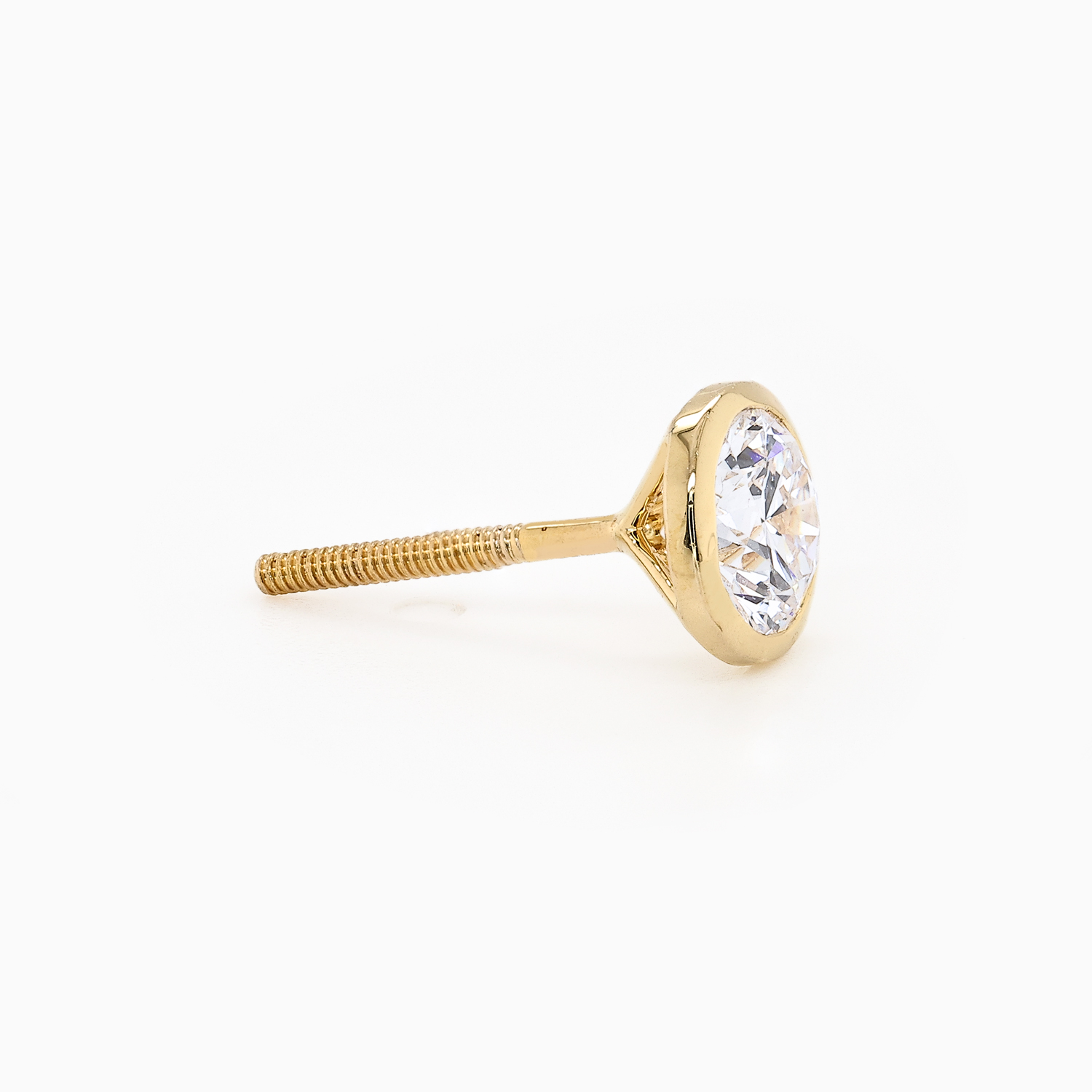 Classic Bezel-Set Lab-Grown Diamond Stud Earrings, 14k Yellow Gold