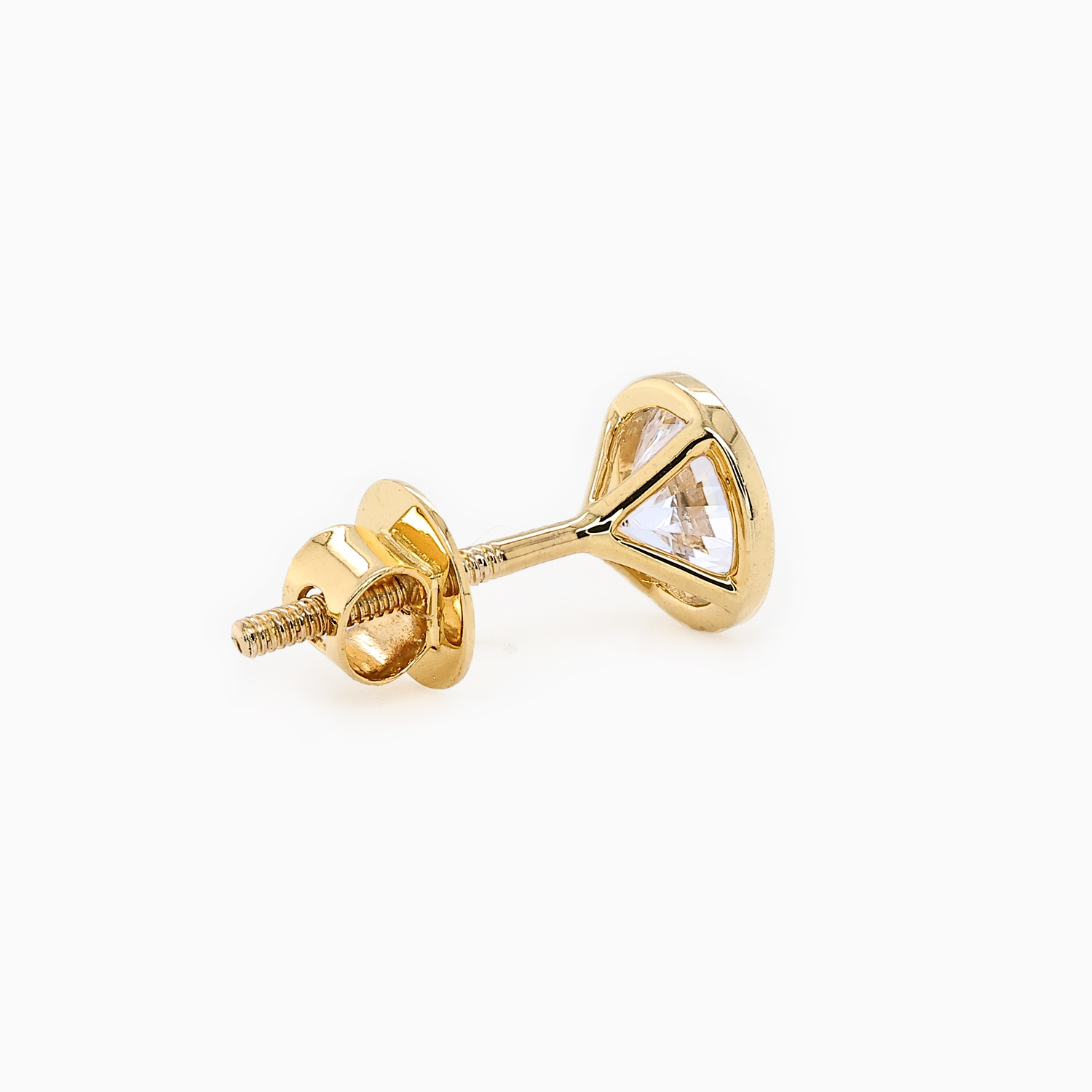 Classic Bezel-Set Lab-Grown Diamond Stud Earrings, 14k Yellow Gold