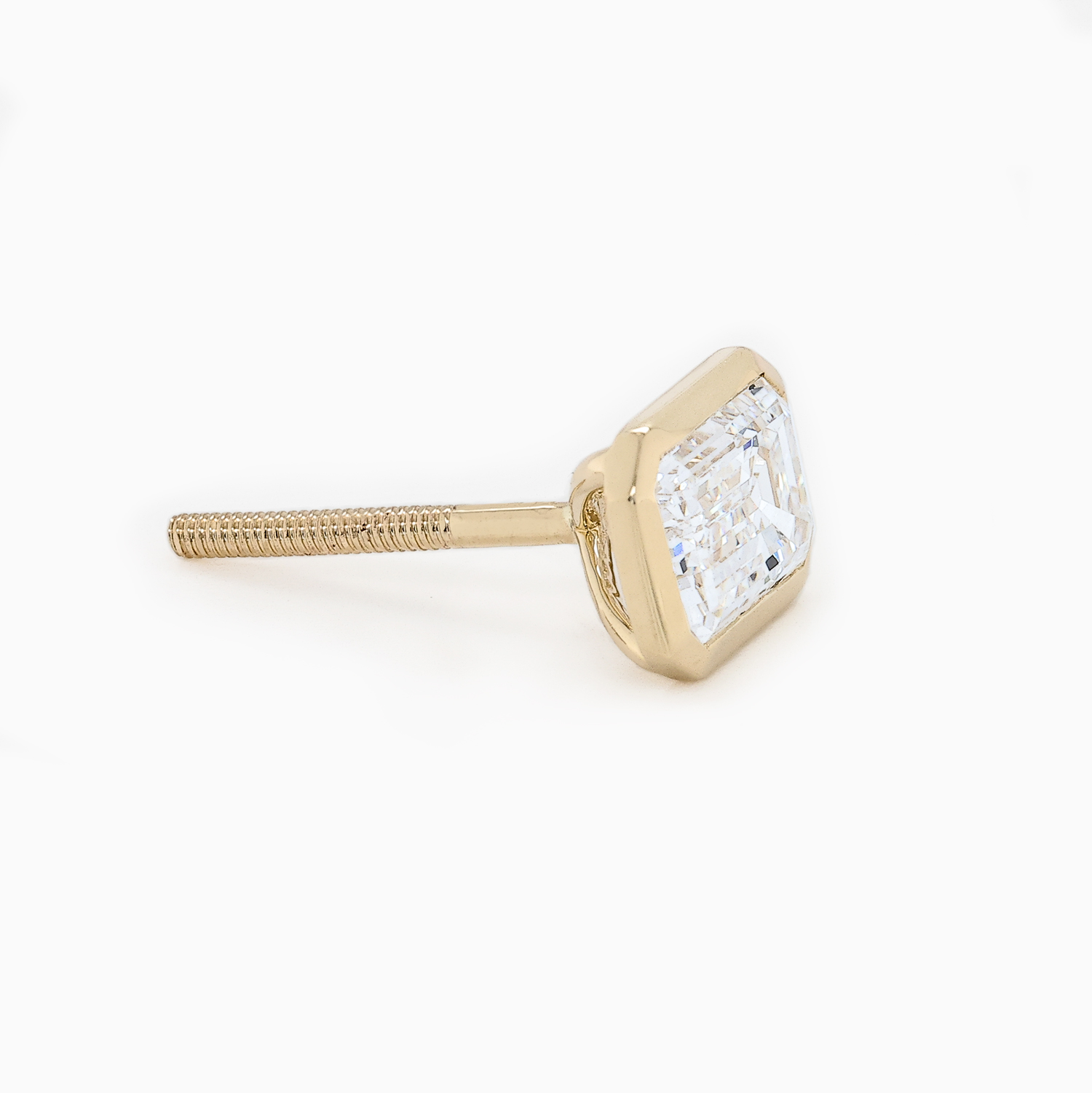 Emerald-Cut Lab-Grown Diamond Stud Earrings, 14k Yellow Gold