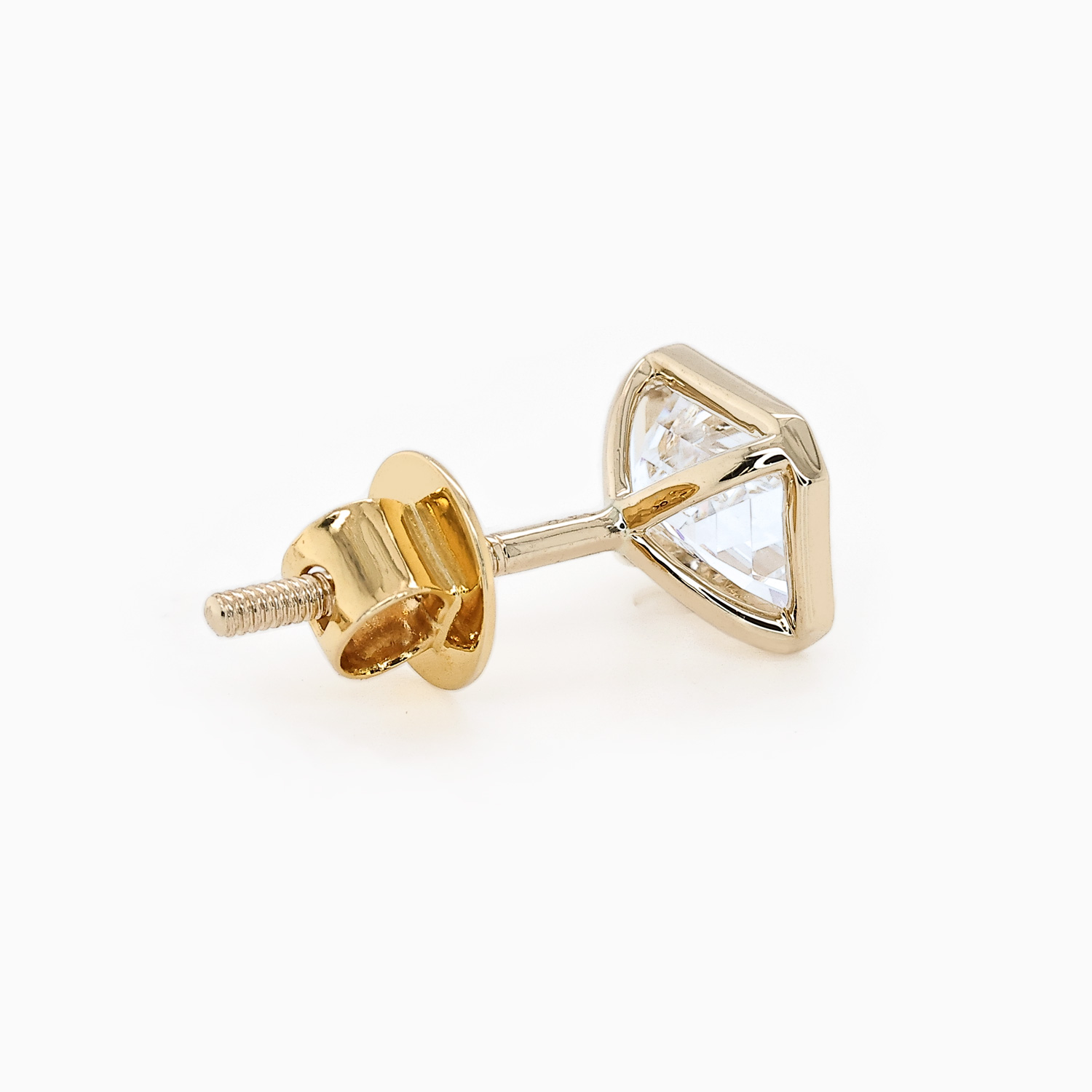 Emerald-Cut Lab-Grown Diamond Stud Earrings, 14k Yellow Gold