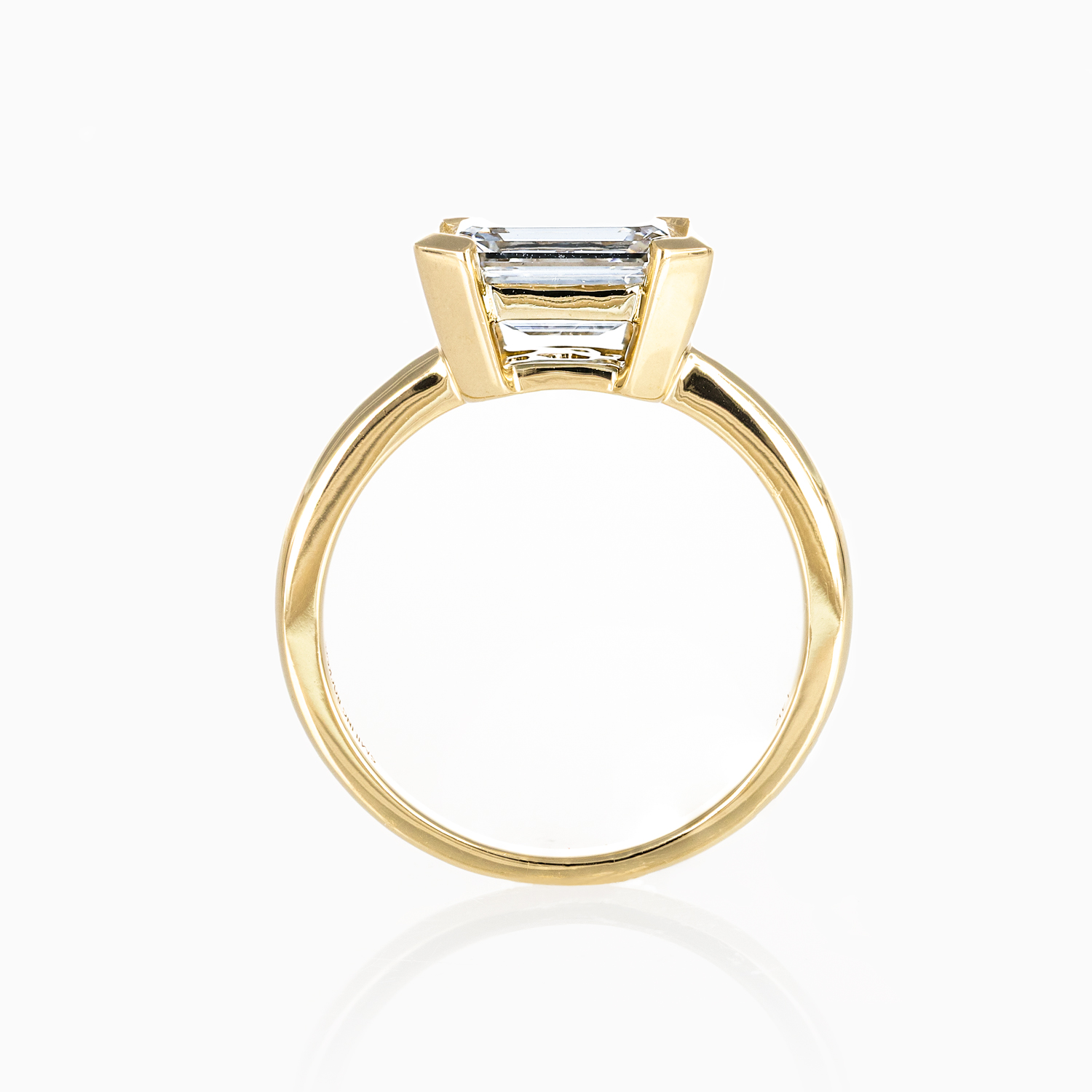 Half-Bezel Set Emerald-Cut Lab-Grown Diamond Solitaire Ring, 14k Yellow Gold