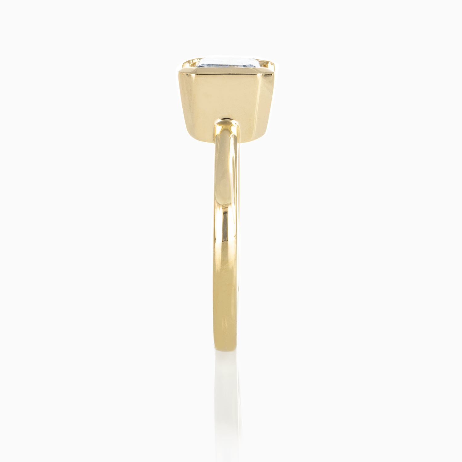 Half-Bezel Set Emerald-Cut Lab-Grown Diamond Solitaire Ring, 14k Yellow Gold