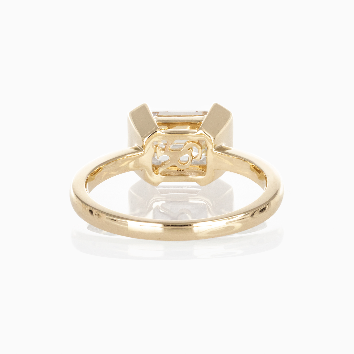 Half-Bezel Set Emerald-Cut Lab-Grown Diamond Solitaire Ring, 14k Yellow Gold