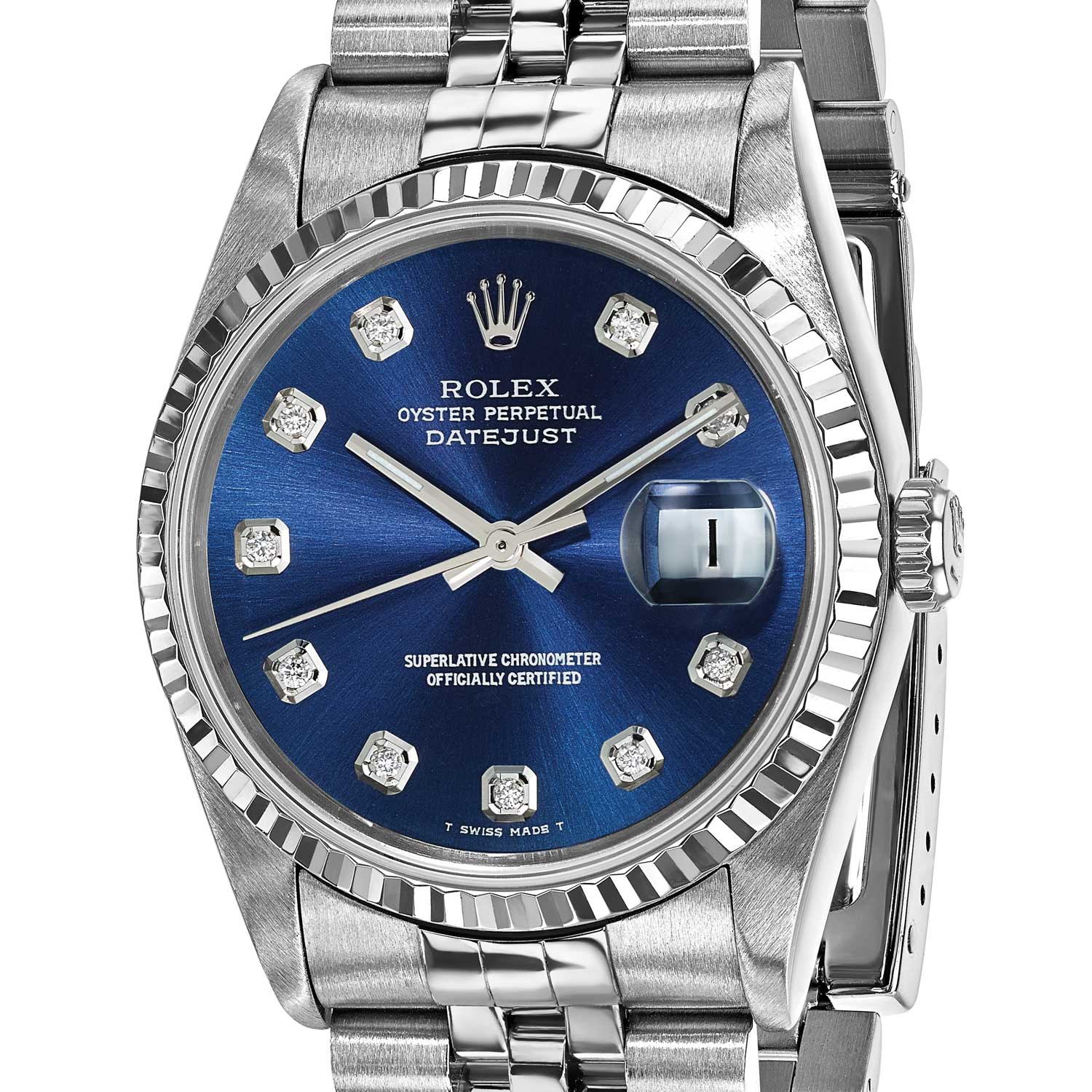 Rolex Jubilee Datejust 10152 Gold Blue Diamond Dial