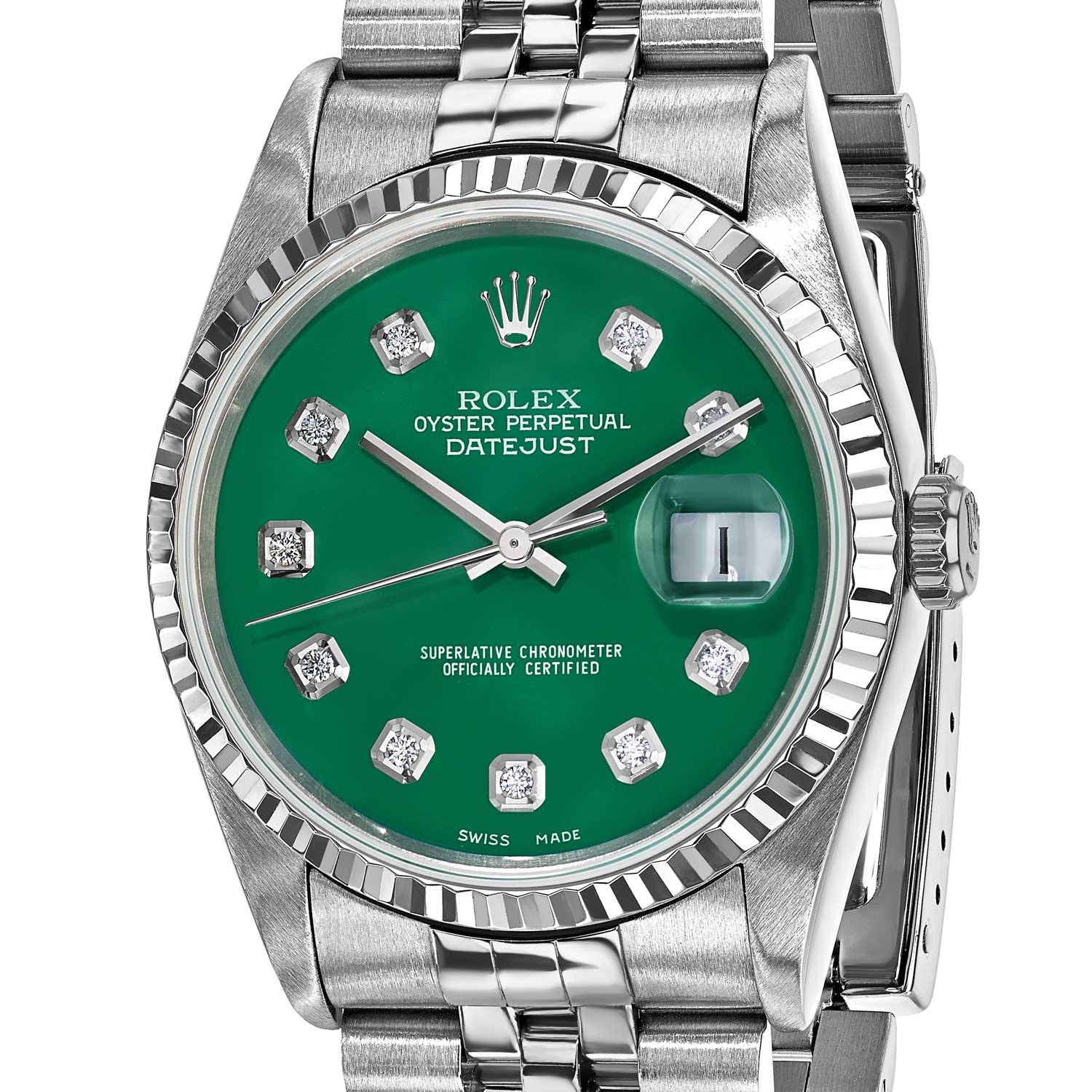 Rolex Jubilee Datejust 10159GRN Steel Green Diamond Dial 36mm