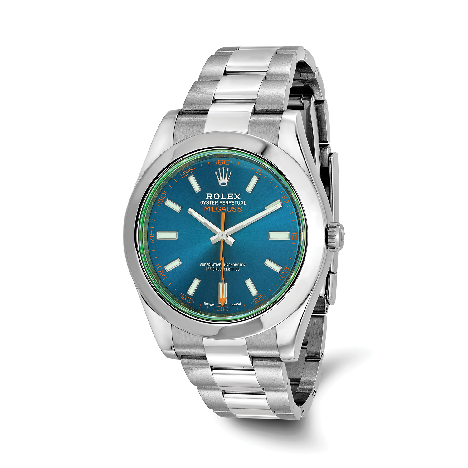 Rolex Milgauss 10532 Steel Dial Green Sapphire Crystal 40mm