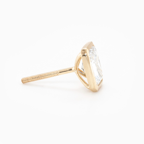 Bezel-Set Radiant Cut Diamond Stud Earrings, Lab-Grown, 14k Yellow Gold