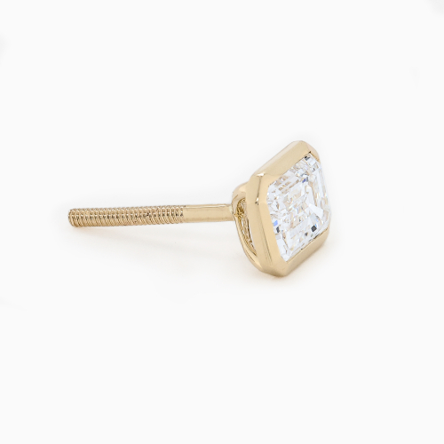 Emerald-Cut Lab-Grown Diamond Stud Earrings, 14k Yellow Gold
