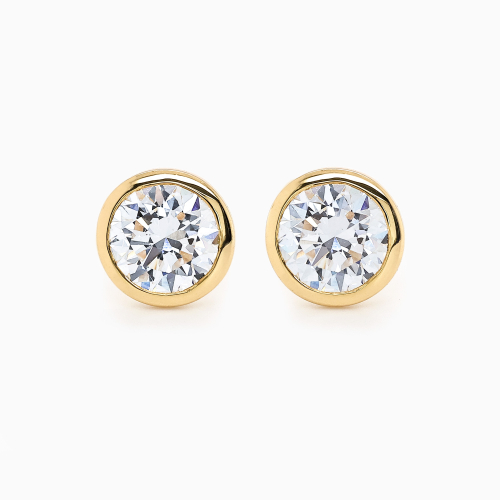 Classic Bezel-Set Lab-Grown Diamond Stud Earrings, 14k Yellow Gold