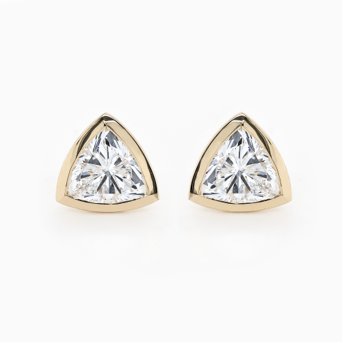 Trillion-Cut Lab-Grown Diamond Stud Earrings, Lab-grown, 14k Yellow  Gold
