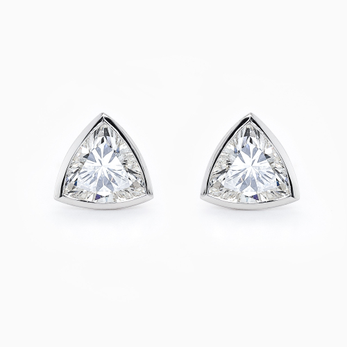 Trillion-Cut Lab-Grown Diamond Stud Earrings, Lab-grown,  14k White Gold