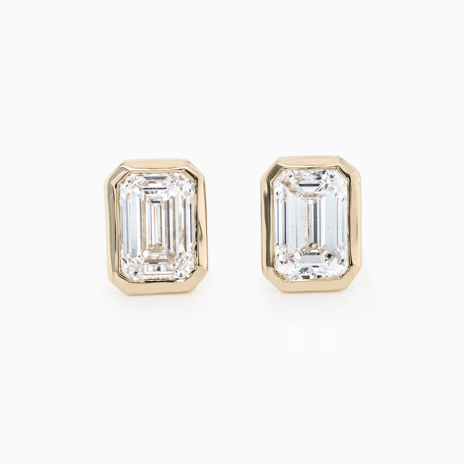 Emerald-Cut Lab-Grown Diamond Stud Earrings, 14k Yellow Gold