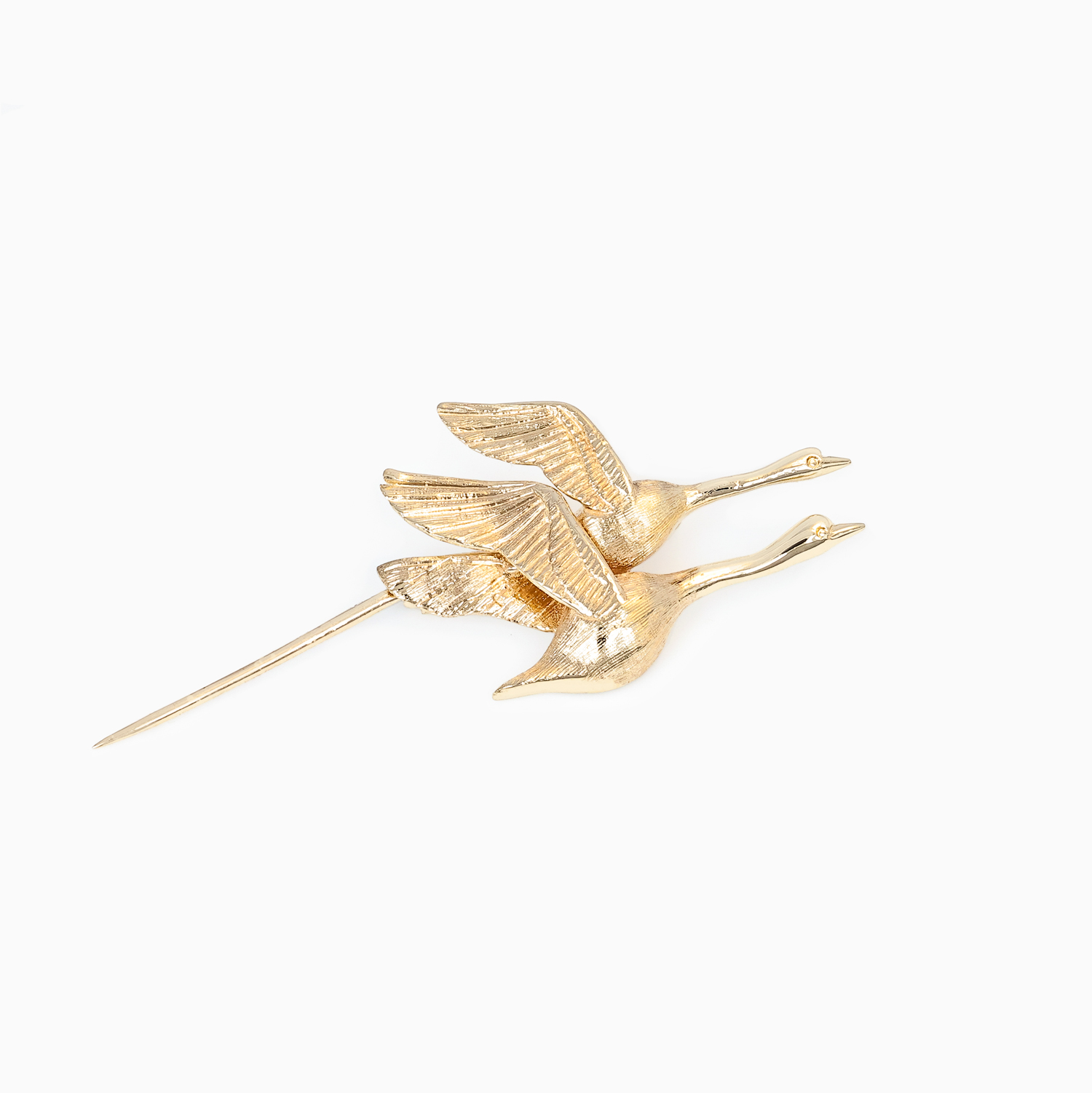 Vintage Flying Geese Pin, 14k Yellow Gold