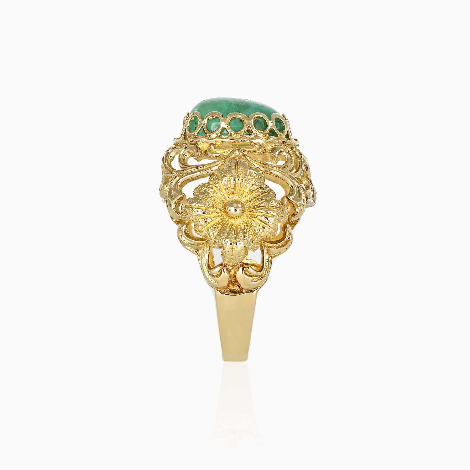 Vintage Natural Jadeite Cocktail Ring, 18k Yellow Gold