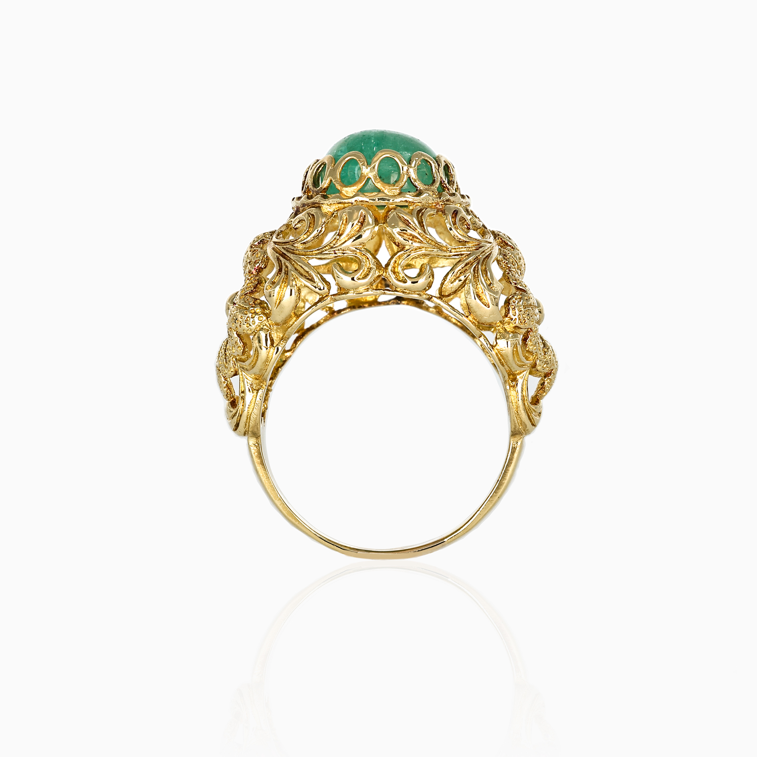 Vintage Natural Jadeite Cocktail Ring, 18k Yellow Gold