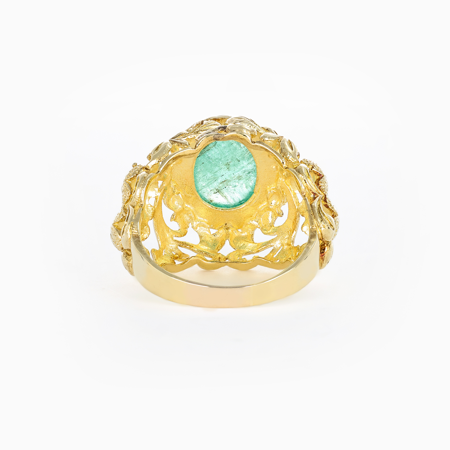 Vintage Natural Jadeite Cocktail Ring, 18k Yellow Gold