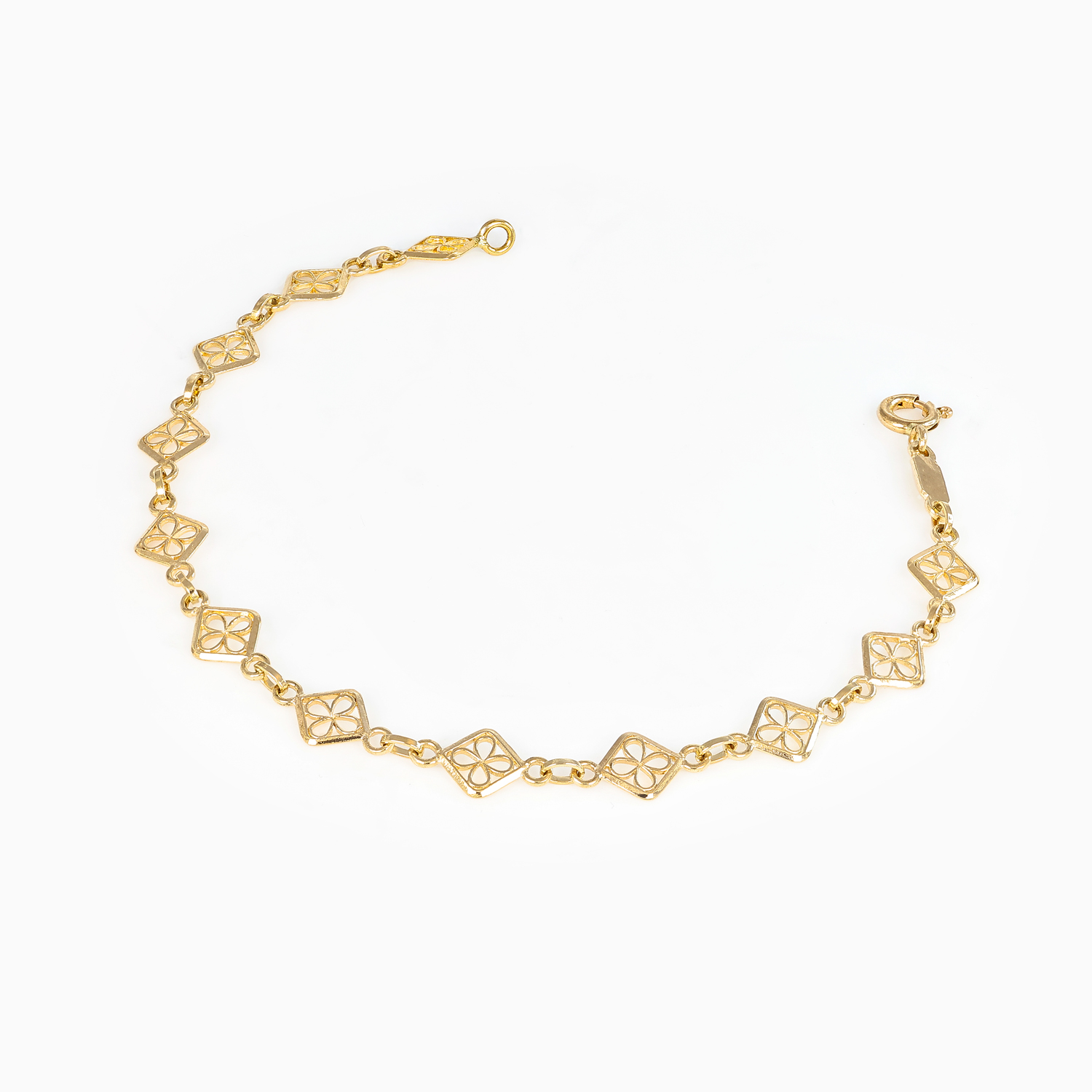 Italian Ricami Floral Link Bracelet, 14k Yellow Gold