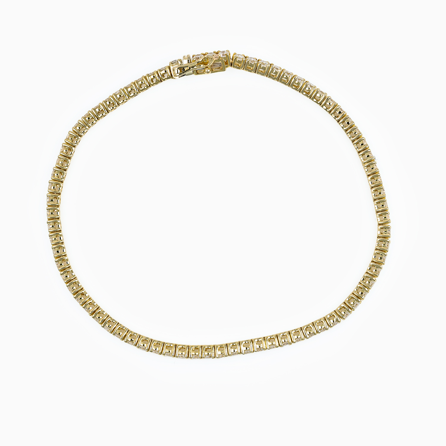 Three-Carat Lab-Grown Diamond Tennis Bracelet, 14k Gold