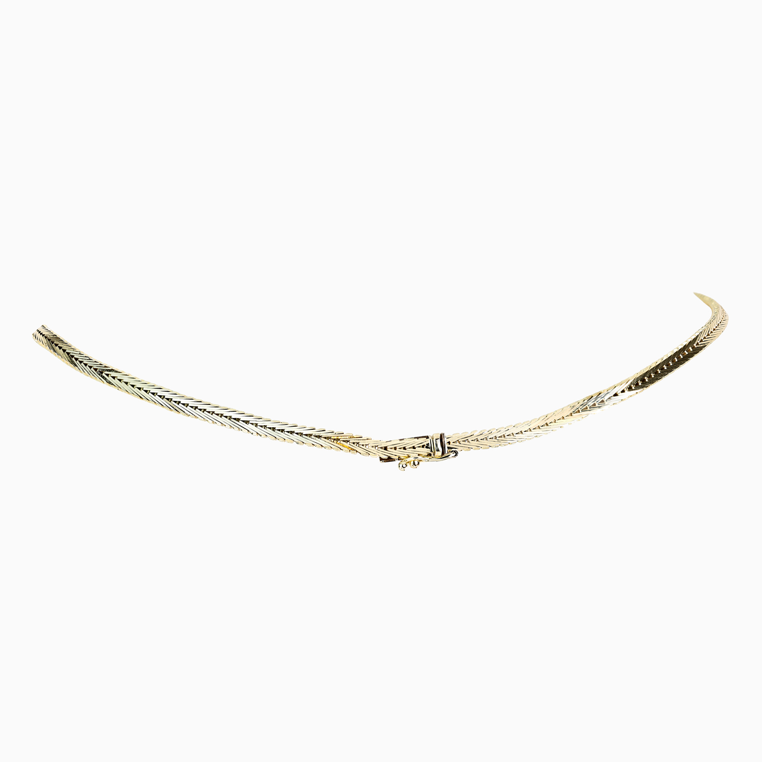 Vintage Italian Tri-Color Panel Collar Necklace, 14k Gold