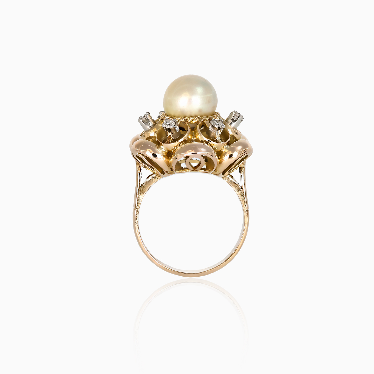 Pearl and Natural Diamond Ring, 18k Gold