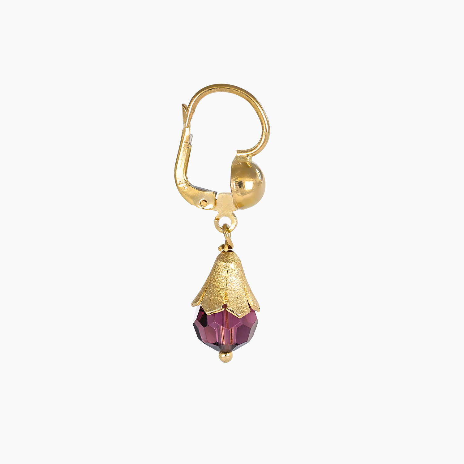 Amethyst Briolette Drop Earrings, 18k Yellow Gold