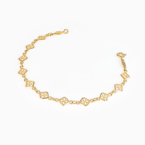 Italian Ricami Floral Link Bracelet, 14k Yellow Gold