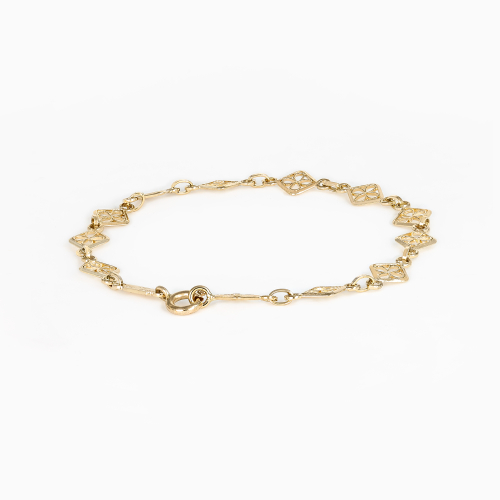 Italian Ricami Floral Link Bracelet, 14k Yellow Gold