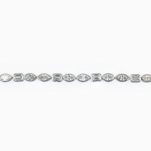 Mixed-Shape Diamond Tennis Bracelet, 14k White Gold