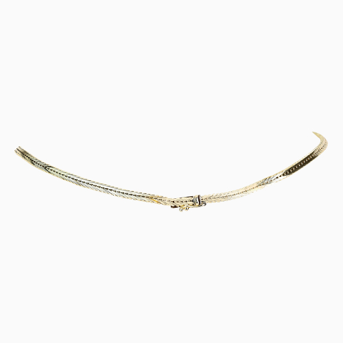Vintage Italian Tri-Color Panel Collar Necklace, 14k Gold