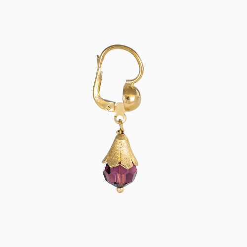Amethyst Briolette Drop Earrings, 18k Yellow Gold