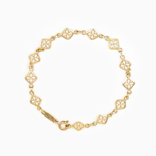 Italian Ricami Floral Link Bracelet, 14k Yellow Gold