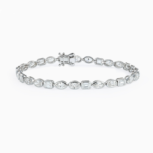 Mixed-Shape Diamond Tennis Bracelet, 14k White Gold