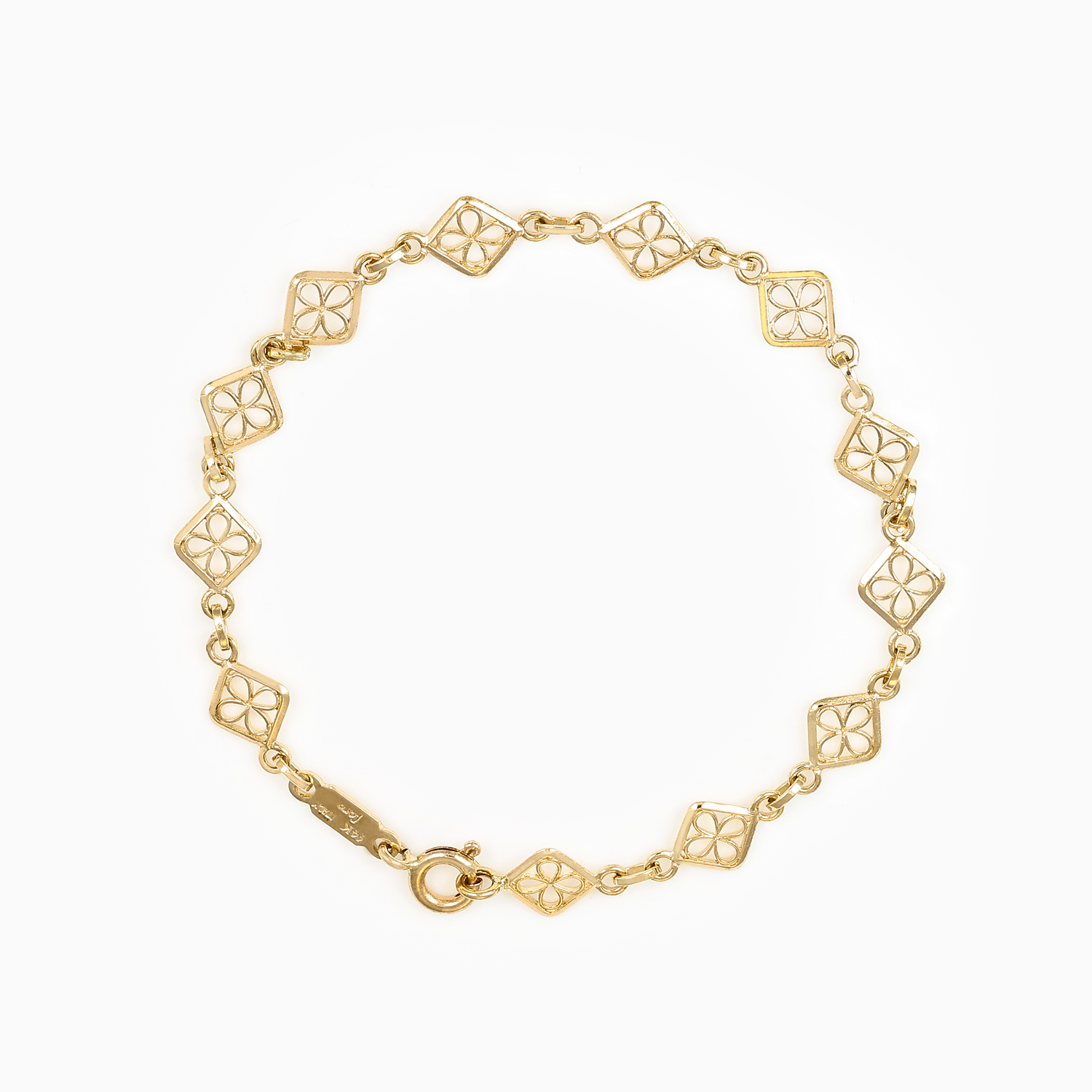 Italian Ricami Floral Link Bracelet, 14k Yellow Gold