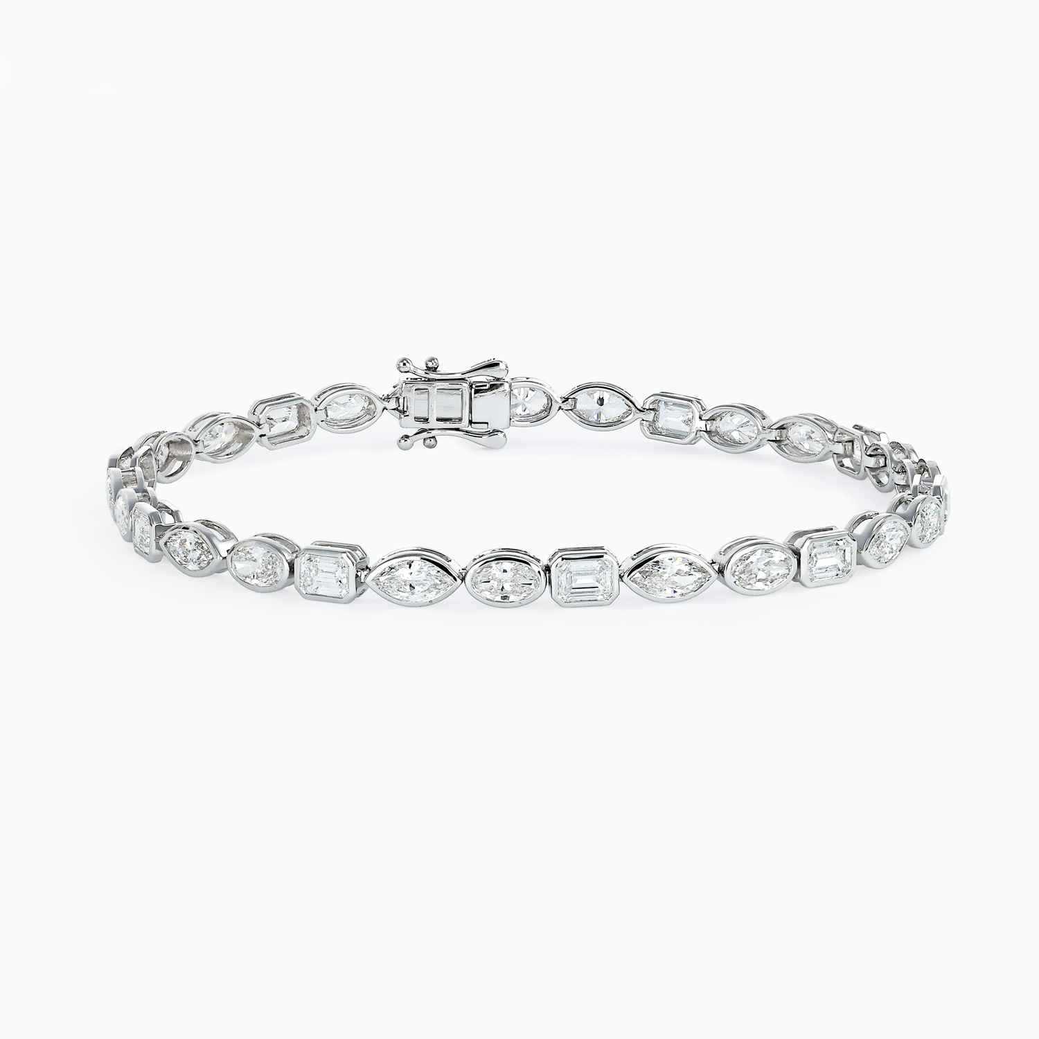 Mixed-Shape Diamond Tennis Bracelet, 14k White Gold