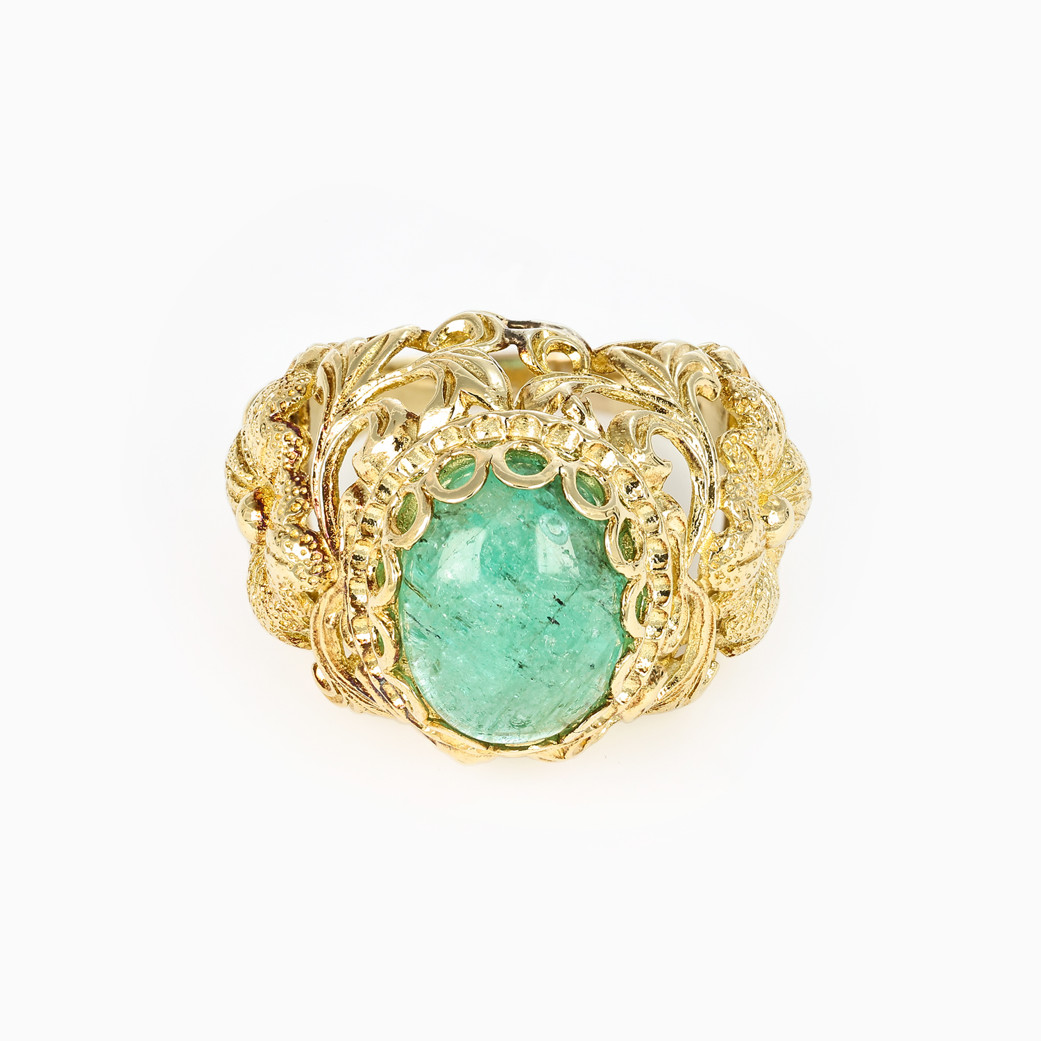 Vintage Natural Jadeite Cocktail Ring, 18k Yellow Gold