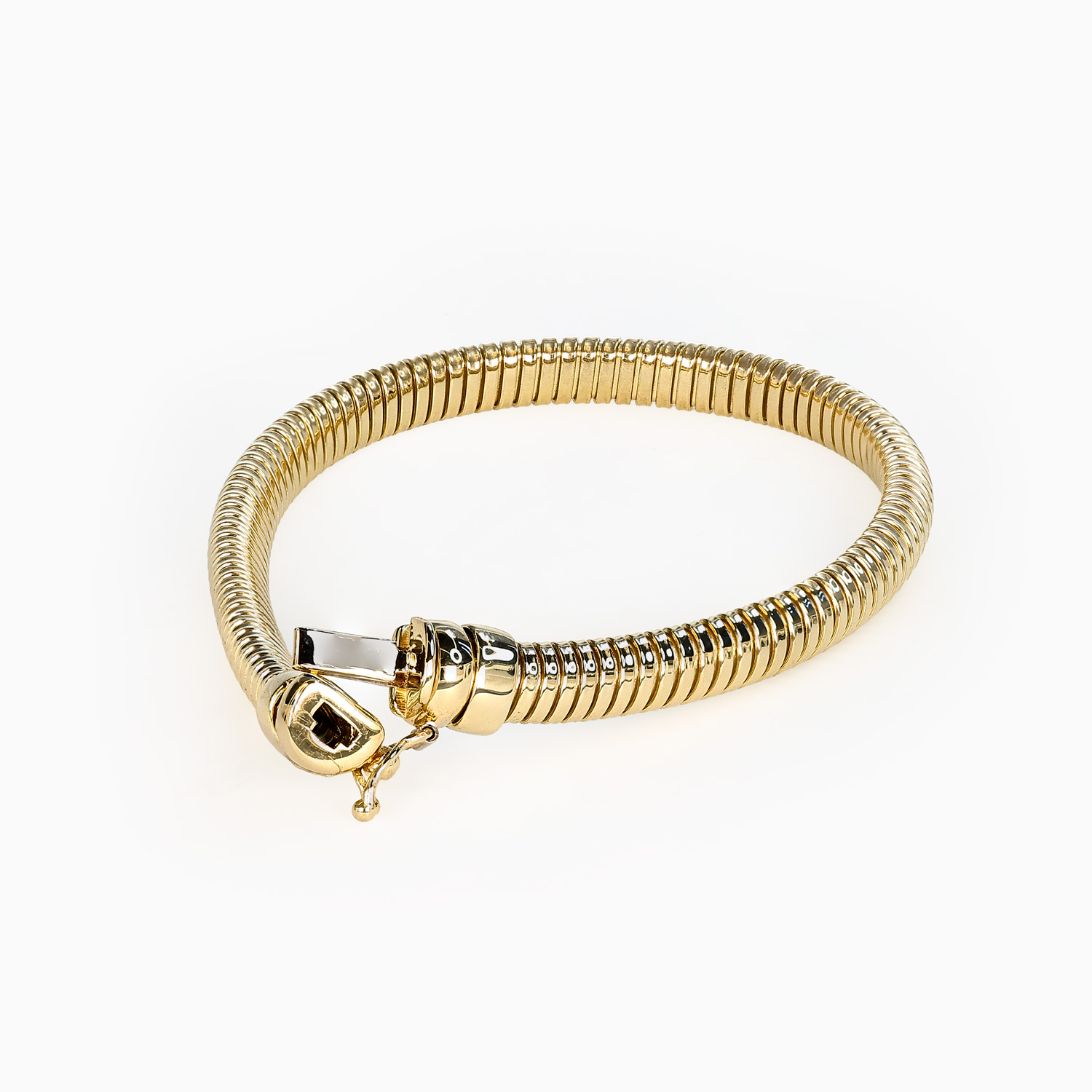 Retro Fluted Tubogas Bracelet, 14k Yellow Gold