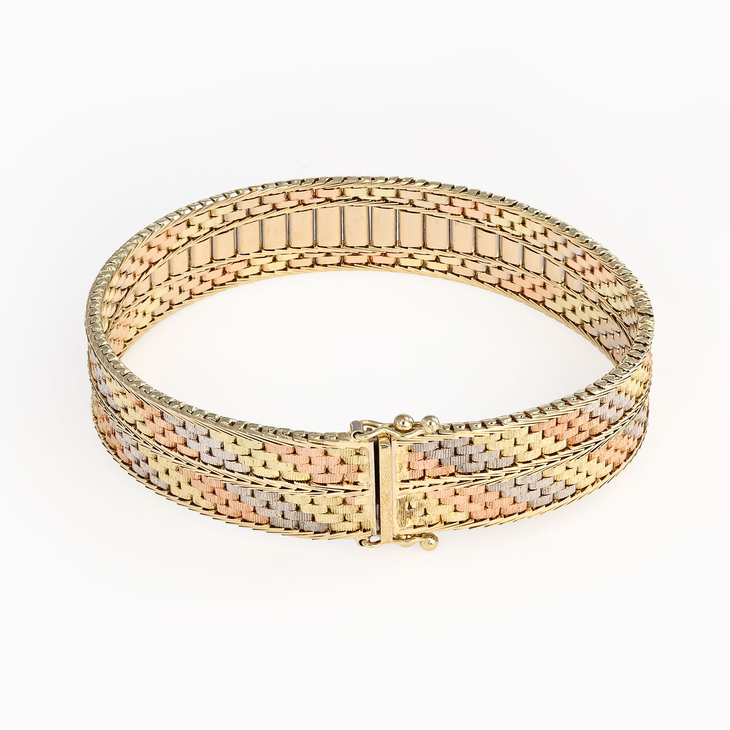 Tri-Color Italian Bracelet in 14k Gold