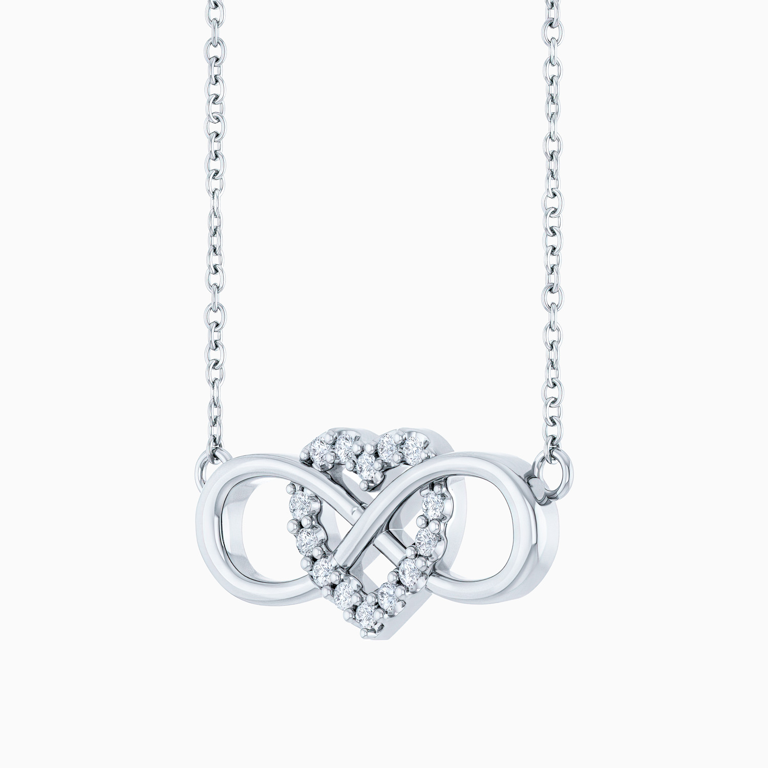 Natural Diamond Heart and Infinity Necklace, 14k Gold