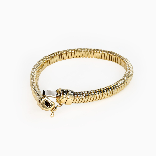 Retro Fluted Tubogas Bracelet, 14k Yellow Gold