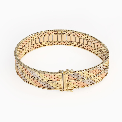 Tri-Color Italian Bracelet in 14k Gold