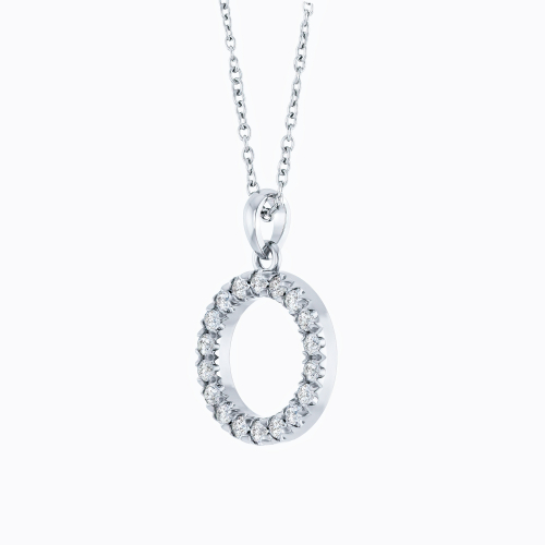 Natural Diamond Circle Pendant Necklace, 14k Gold
