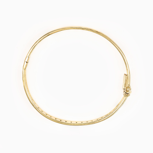 Tri-Color Italian Hinged Bangle, 14k Gold