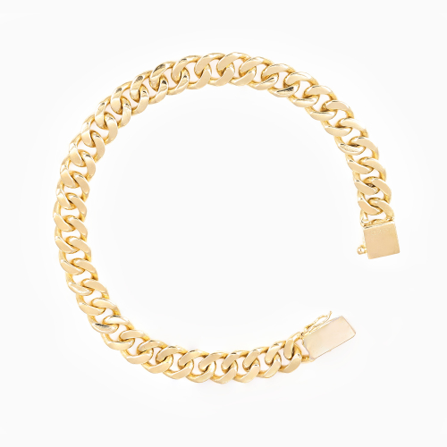 Vintage Miami Cuban Chain Bracelet,18k Yellow Gold