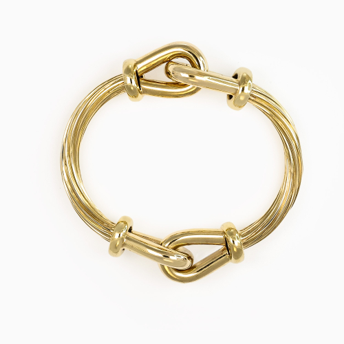 Retro Hinged Bangle Bracelet, 18k Yellow Gold