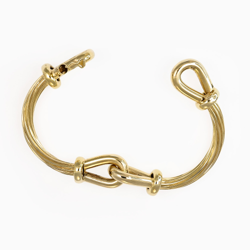 Retro Hinged Bangle Bracelet, 18k Yellow Gold