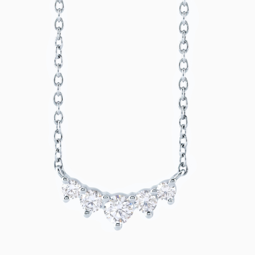 Lab-Grown Graduated Diamond Necklace, 14k Gold