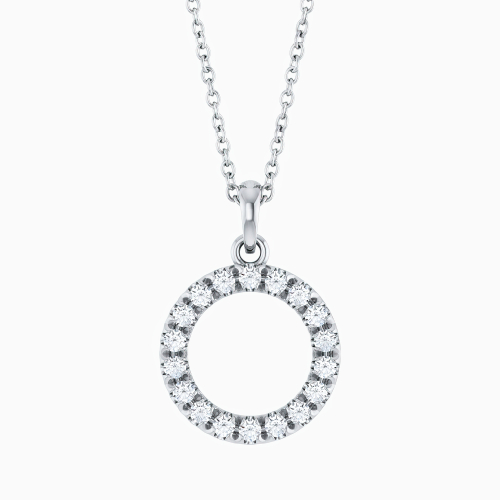 Natural Diamond Circle Pendant Necklace, 14k Gold